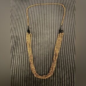 Elegant Beaded Necklace in Gold and Black